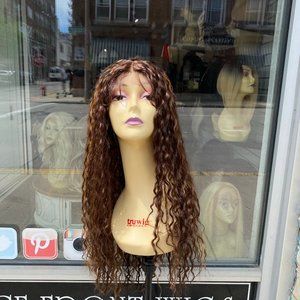 Copper Brown Invisible Lace 30" Long Curly 2022 Wig